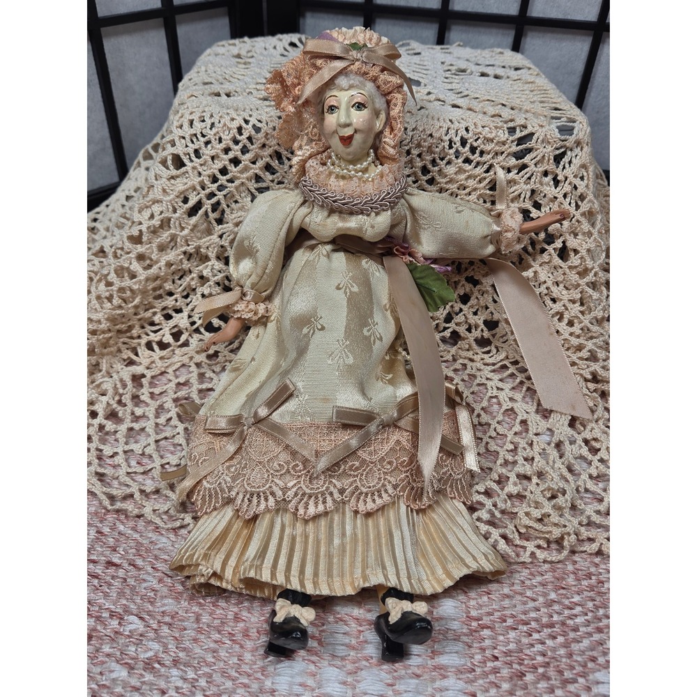 Wayne M Kleski Victorian Lady Artist Doll Lace Gown Bonnet Collectible 14"